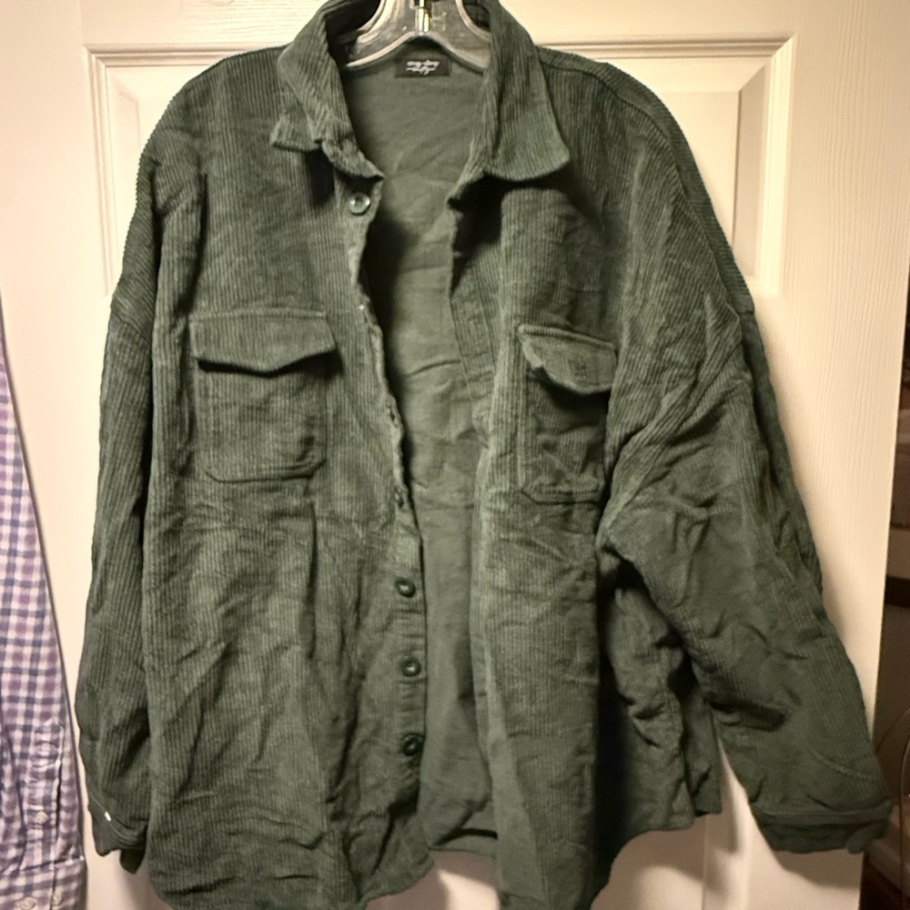 Crop Shop Boutique Olive Corduroy Shirt Jacket